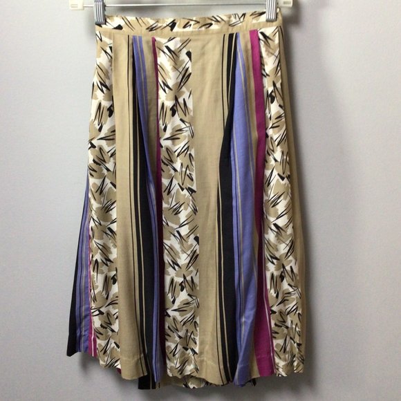 Notches - multi-color vertical stripe skirt; tan, black, blue, pink - Picture 3 of 6
